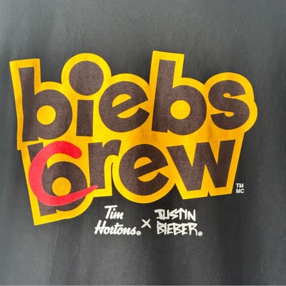 Justin Bieber x Tim Hortons Biebs Brew Crew Coffee TShirt - Picture 4 of 7